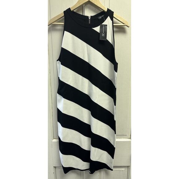 NWT INC Black White Sleeveless Knit Bodycon Style Dress Size Large - Picture 1 of 5